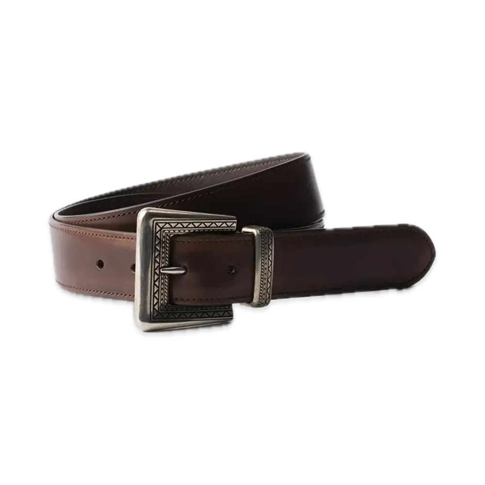 PRADA Antique Leather Belt "Dark Brown"