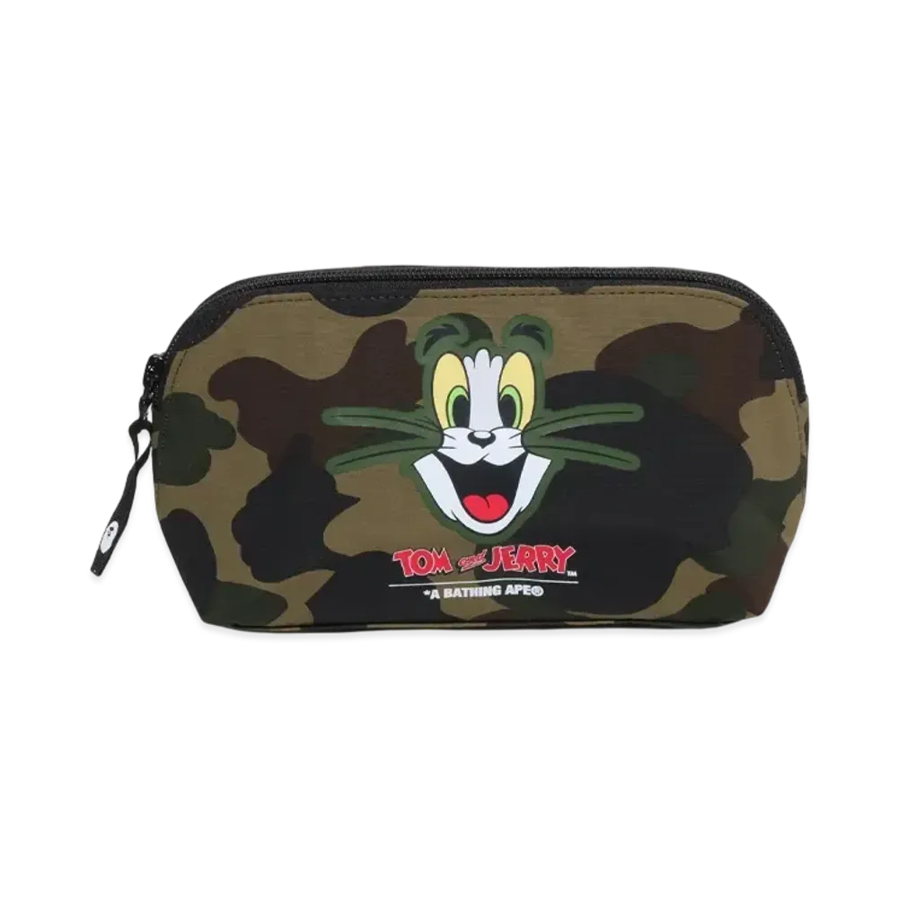 A BATHING APE x Tom And Jerry 85TH 1St Camo Pouch "Green"