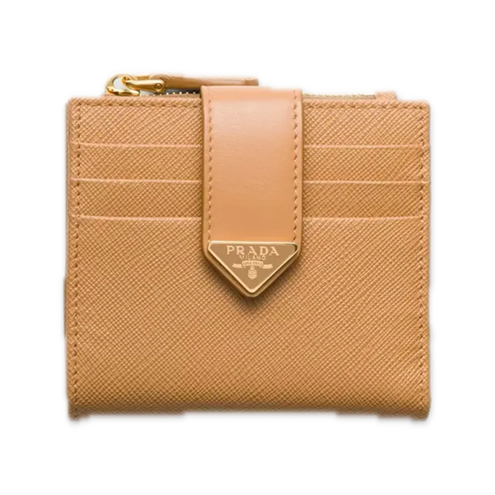 PRADA Saffiano Tab Bifold Wallet "Natural"