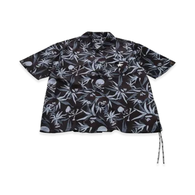 A BATHING APE x mastermind JAPAN Tropical Skull Camo Open Collar SS Shirts "Black"