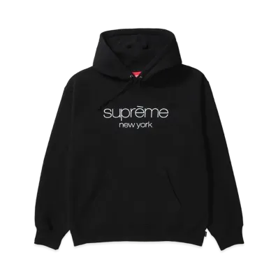 Supreme Classic Logo Hooded Sweatshirt "Black"