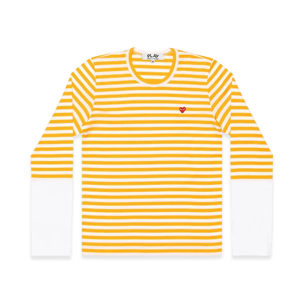 PLAY COMME des GARCONS Small Red Heart Striped L/S T-Shirt Ladies "Purple/White"