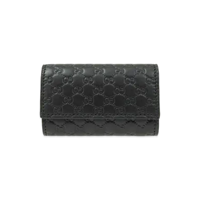 GUCCI Micro Guccissima 6 Key Case "Black"