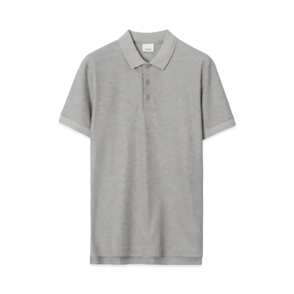 Burberry Men's Monogram Polo Shirt "Pale Grey Melange"