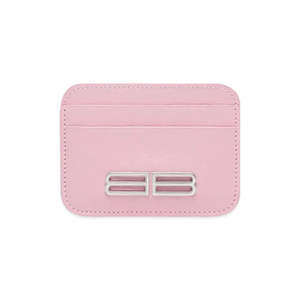 BALENCIAGA Gossip Card Holder In Stripe Embossed Calfskin "Pink"