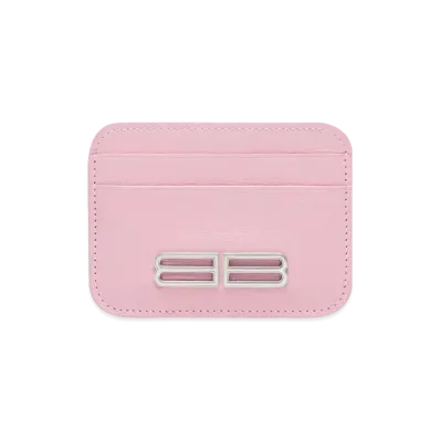 BALENCIAGA Gossip Card Holder In Stripe Embossed Calfskin "Pink"