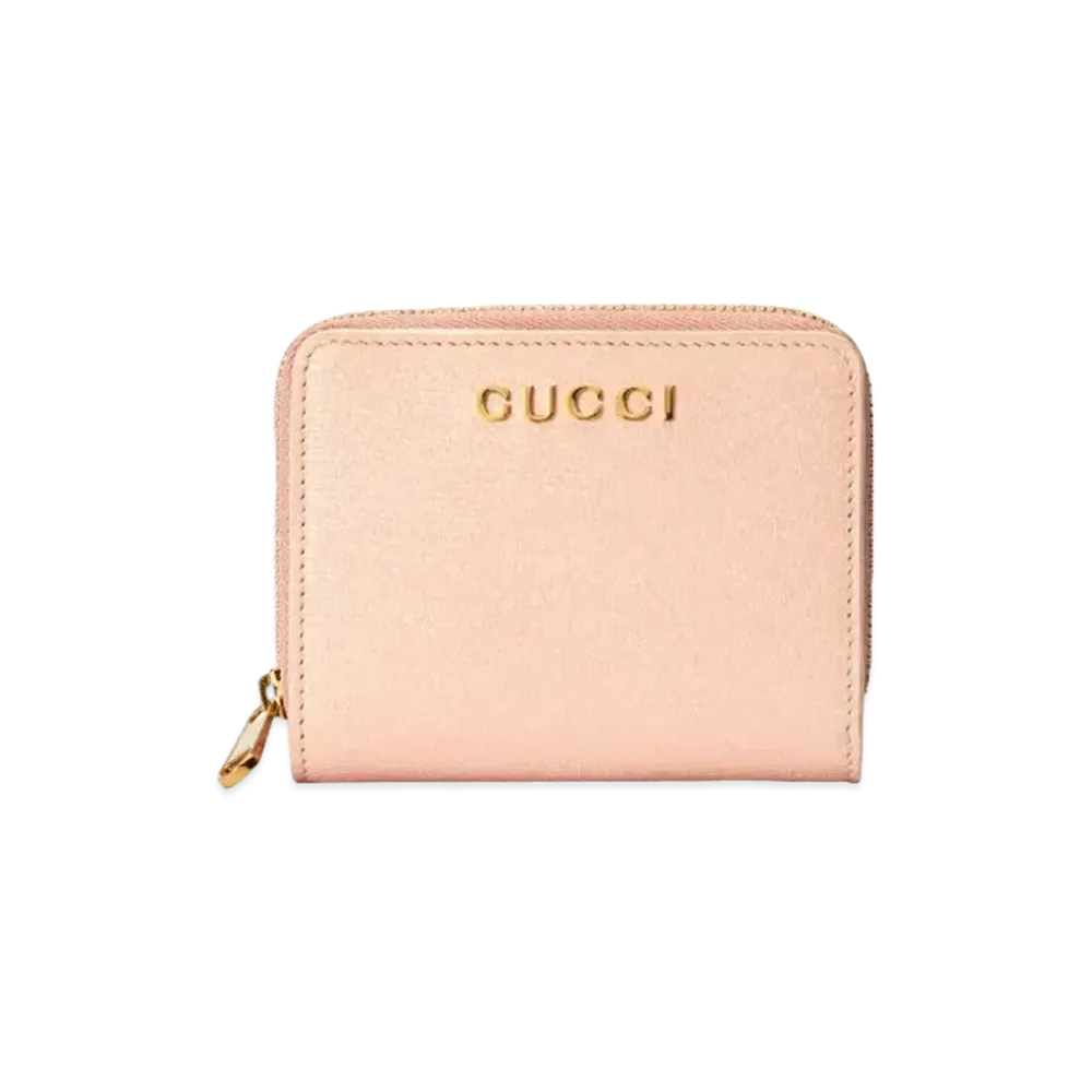 GUCCI Mini Wallet with Gucci Script "Light Pink"