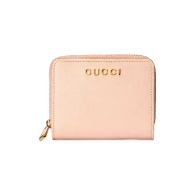 GUCCI Mini Wallet with Gucci Script "Light Pink"