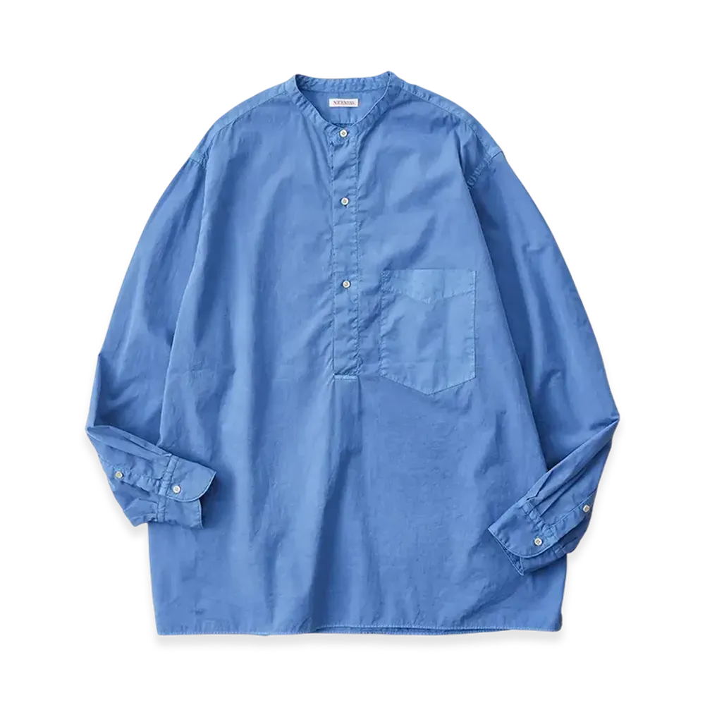 NICENESS Vogel Pin Tuck Pullover Shirts "Blue(Dyed)"