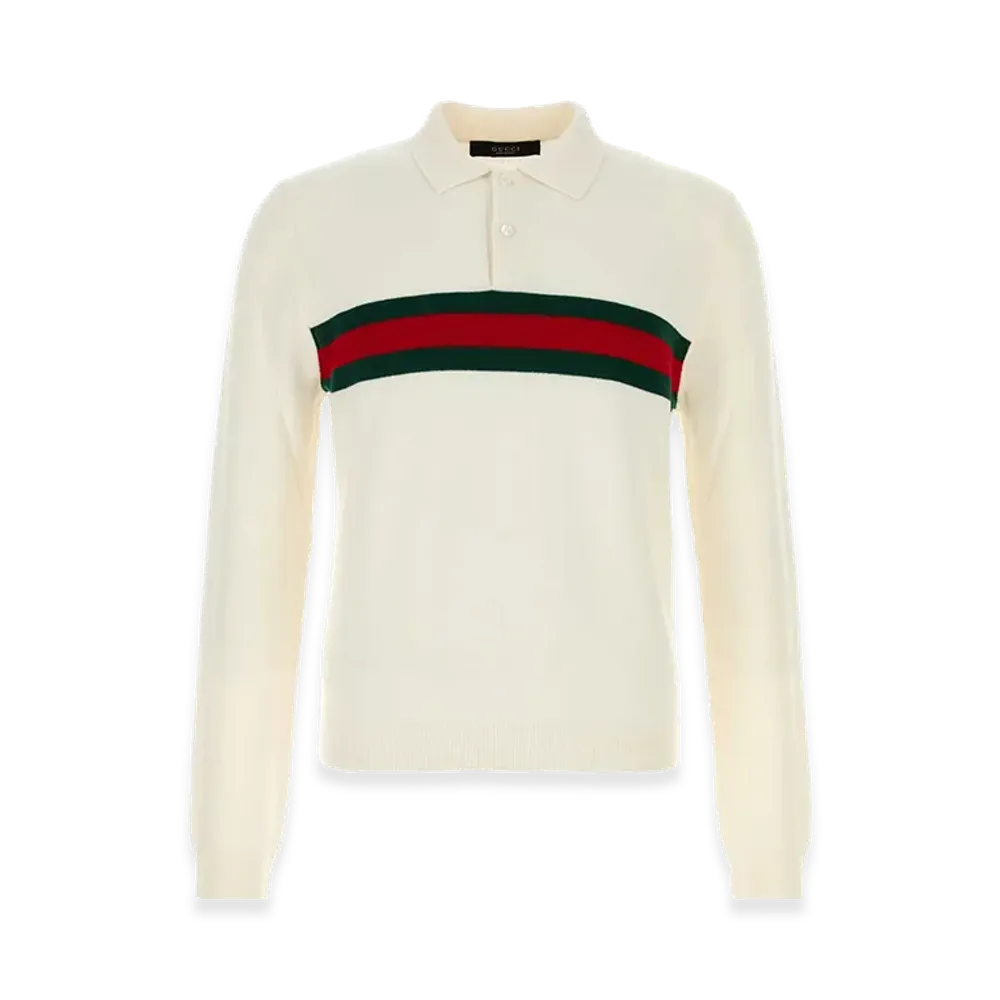 GUCCI Cashmere Polo Shirt "White/Ivory"