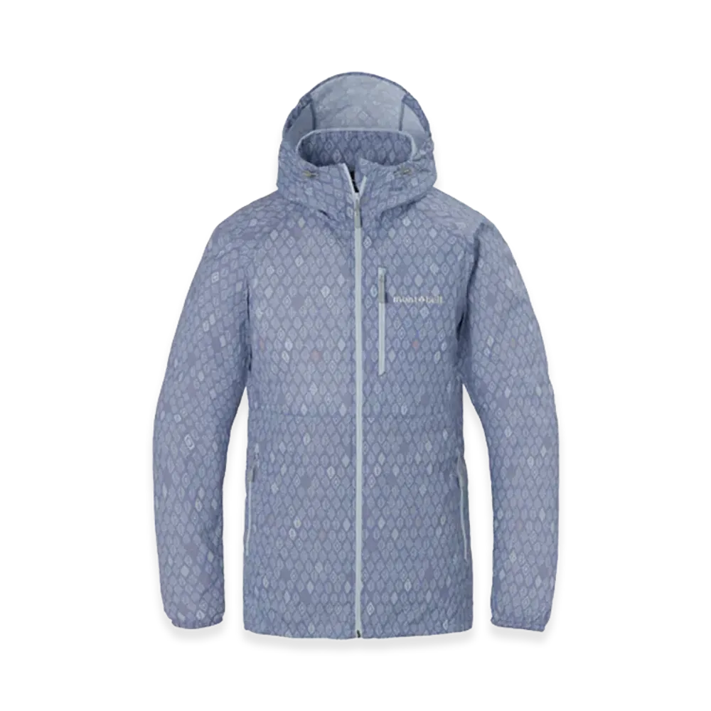 mont-bell Women's Wind Blast Print Parka "Light Blue"