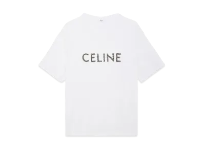 CELINE Oversized Celine T-Shirt In Cotton Mesh "Ecru/Black"