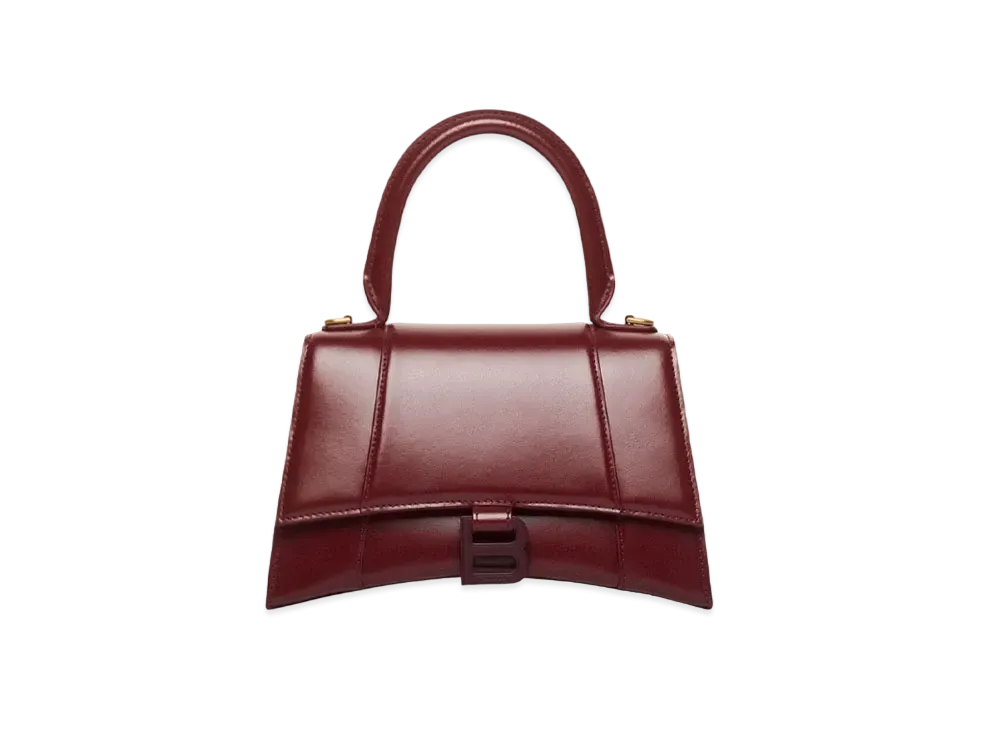 BALENCIAGA Women's Hourglass Small Top Handle Bag "Dark Red"
