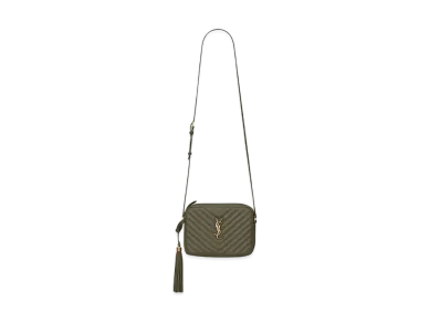 SAINT LAURENT Lou Camera Bag In Quilted Leather "Gray Khaki"