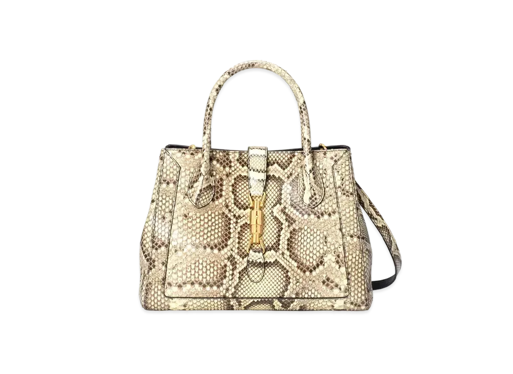 GUCCI Jackie 1961 Python Medium Tote Bag "Natural Color Python"