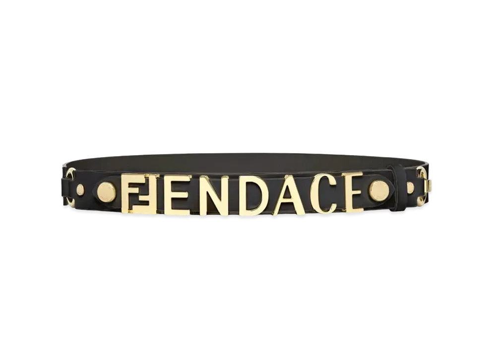 FENDI x Versace Fendace Black Leather Logo Belt "Black"