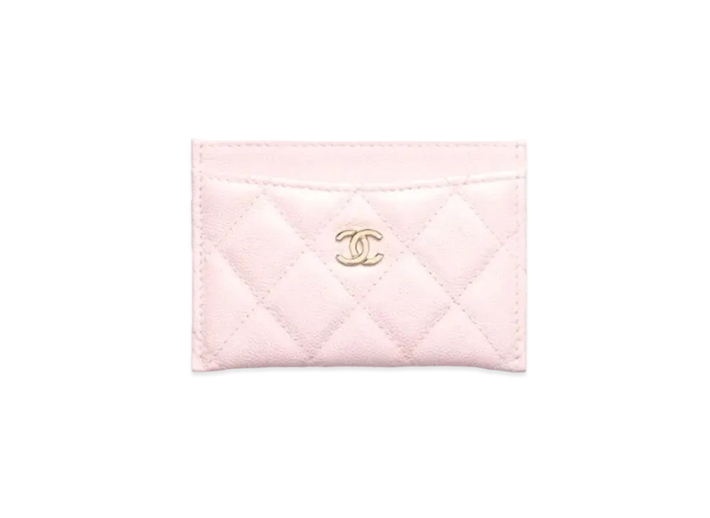 CHANEL Classic Card Case Grain Shiny Calfskin "Pink"