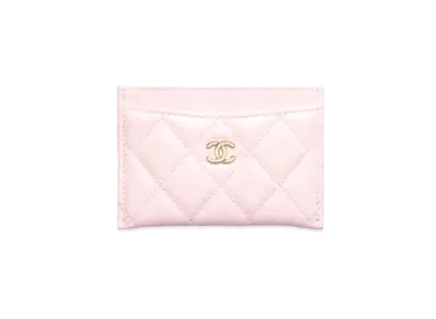 CHANEL Classic Card Case Grain Shiny Calfskin "Pink"
