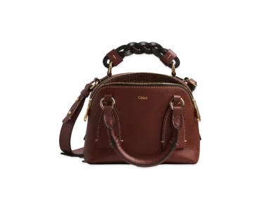 Chloe Daria Small Bag In Smooth & Shiny Calfskin "Sepia Brown"