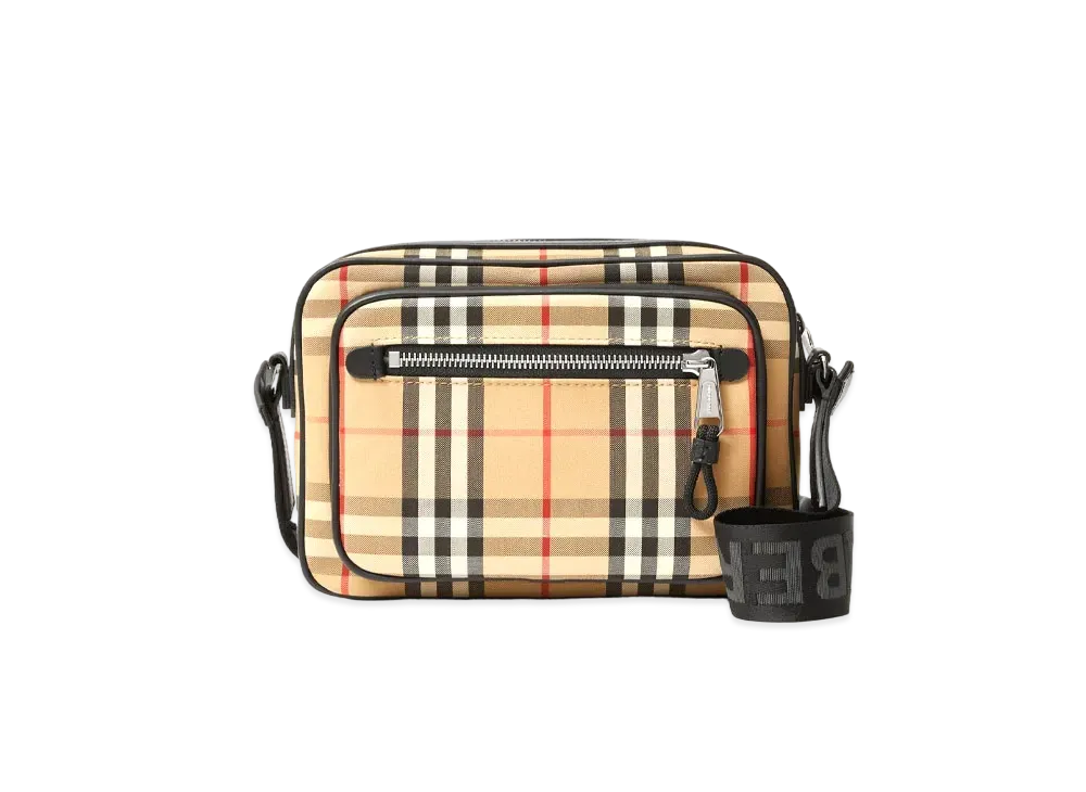 バーバリー ヴィンテージチェック＆レザー クロスボディバッグ "アーカイブベージュ" P80101521