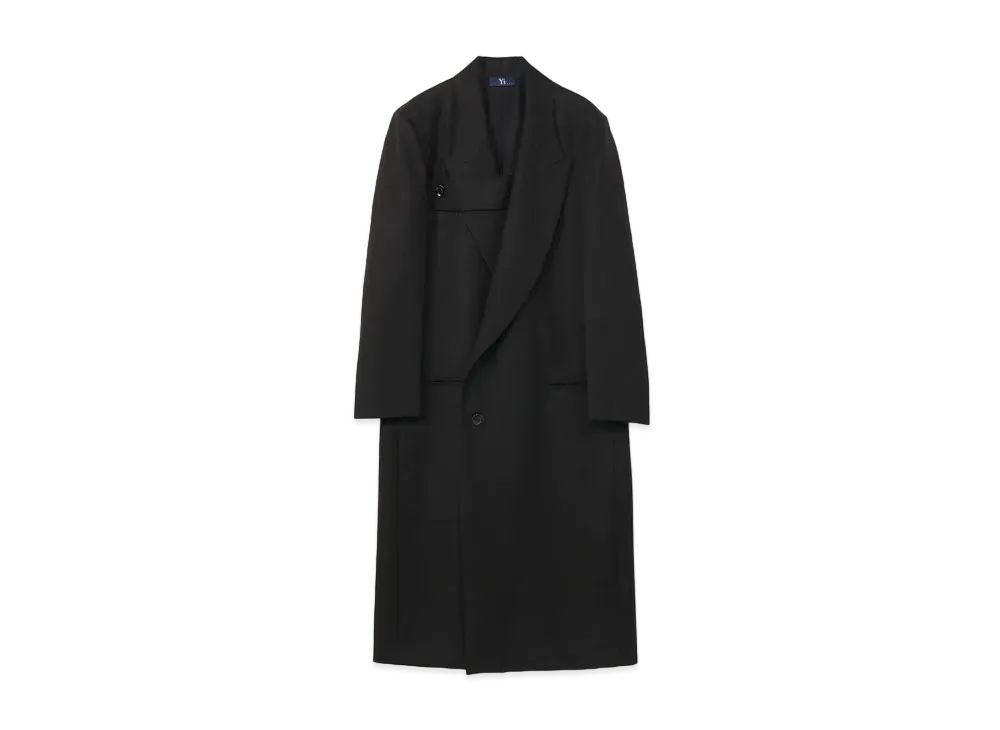 Yohji Yamamoto Y's WOOL HARD SERGE TAILORED COAT "Black"