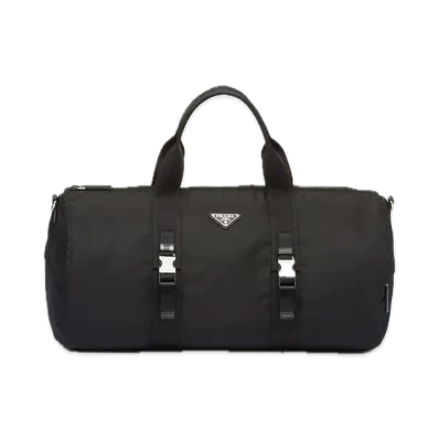 PRADA Re-Nylon x Saffiano Leather Duffle Bag "Black"