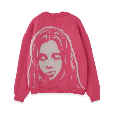 X-Girl Face Jacquard Knit Cardigan "Pink"