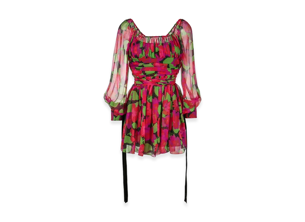 Saint Laurent Women's Printed Silk Mini Dress "Multi"