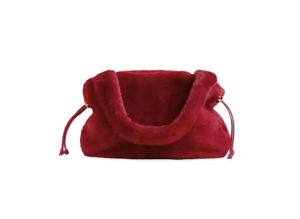 Bottega Veneta Valve Medium Fur Shearling "Dark Red"
