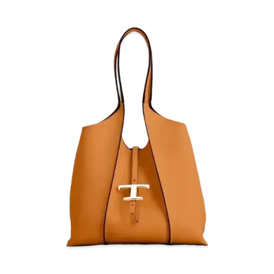 TOD'S T Timeles Leather Shopping Bag Small "Brown"