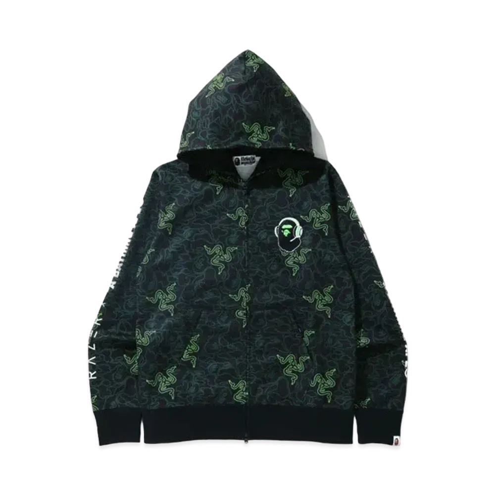 A BATHING APE / Razer A Bathing Ape Neon Camo Full Zip Hoodie "Black"