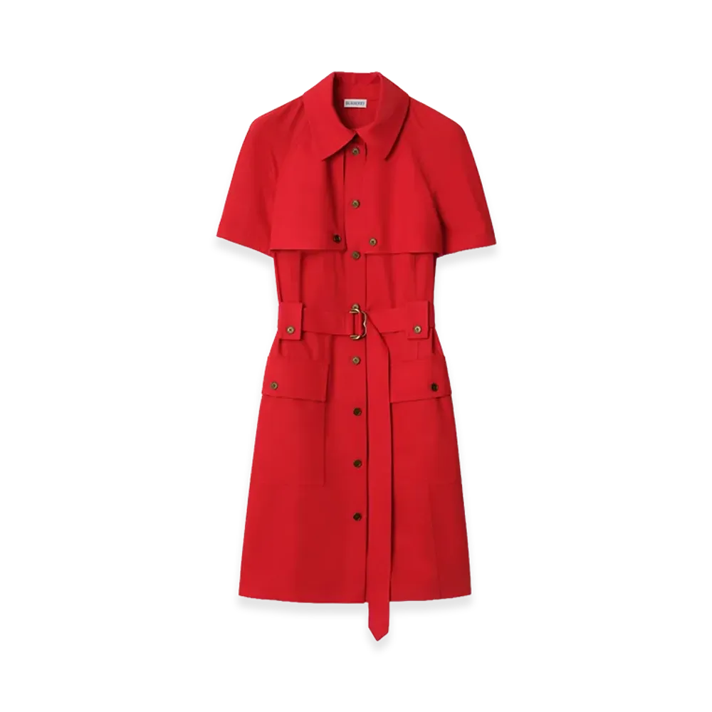 Burberry Women's Wool Trench Dress "Crayon Red"