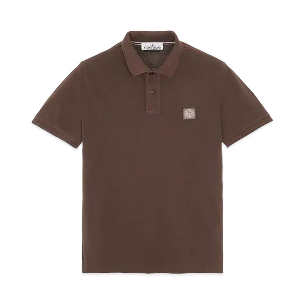 Stone Island 22S67 COTTON PIQUE PIGMENT DYED_SLIM FIT "Dark Brown"