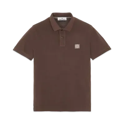 Stone Island 22S67 COTTON PIQUE PIGMENT DYED_SLIM FIT "Dark Brown"