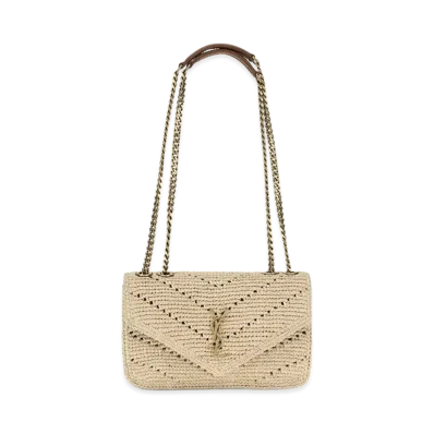 Saint Laurent Women's Crochet Raffia Chain Bag "Beige"