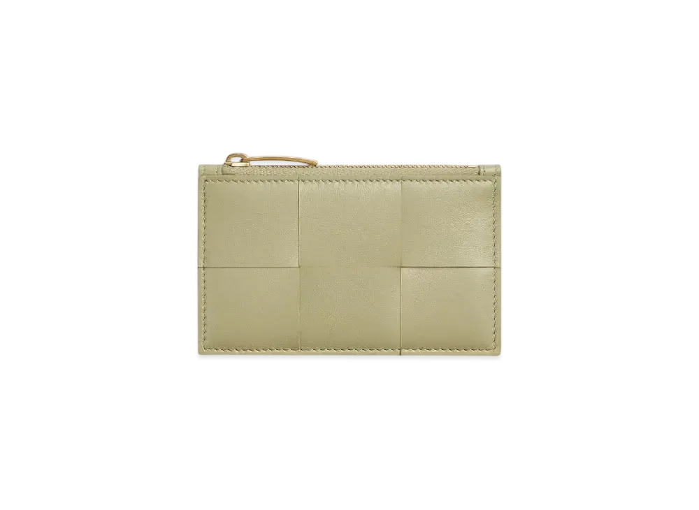 Bottega Veneta Cassette Zipped Card Case "Travertine"