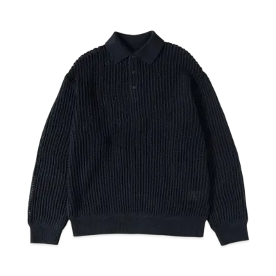 BEAMS Mesh Knit Polo Shirt "Navy"