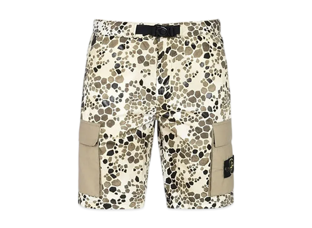 Stone Island Alligator Camo Cotton - Nylon Shorts "Beige"