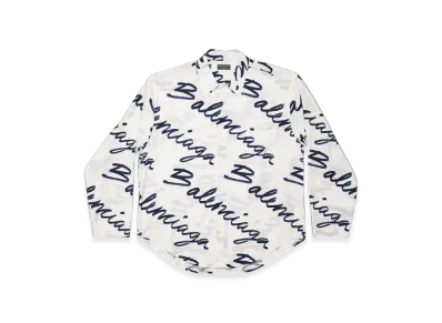 BALENCIAGA Women's Scribble Minimal Shirt Large Fit "White"