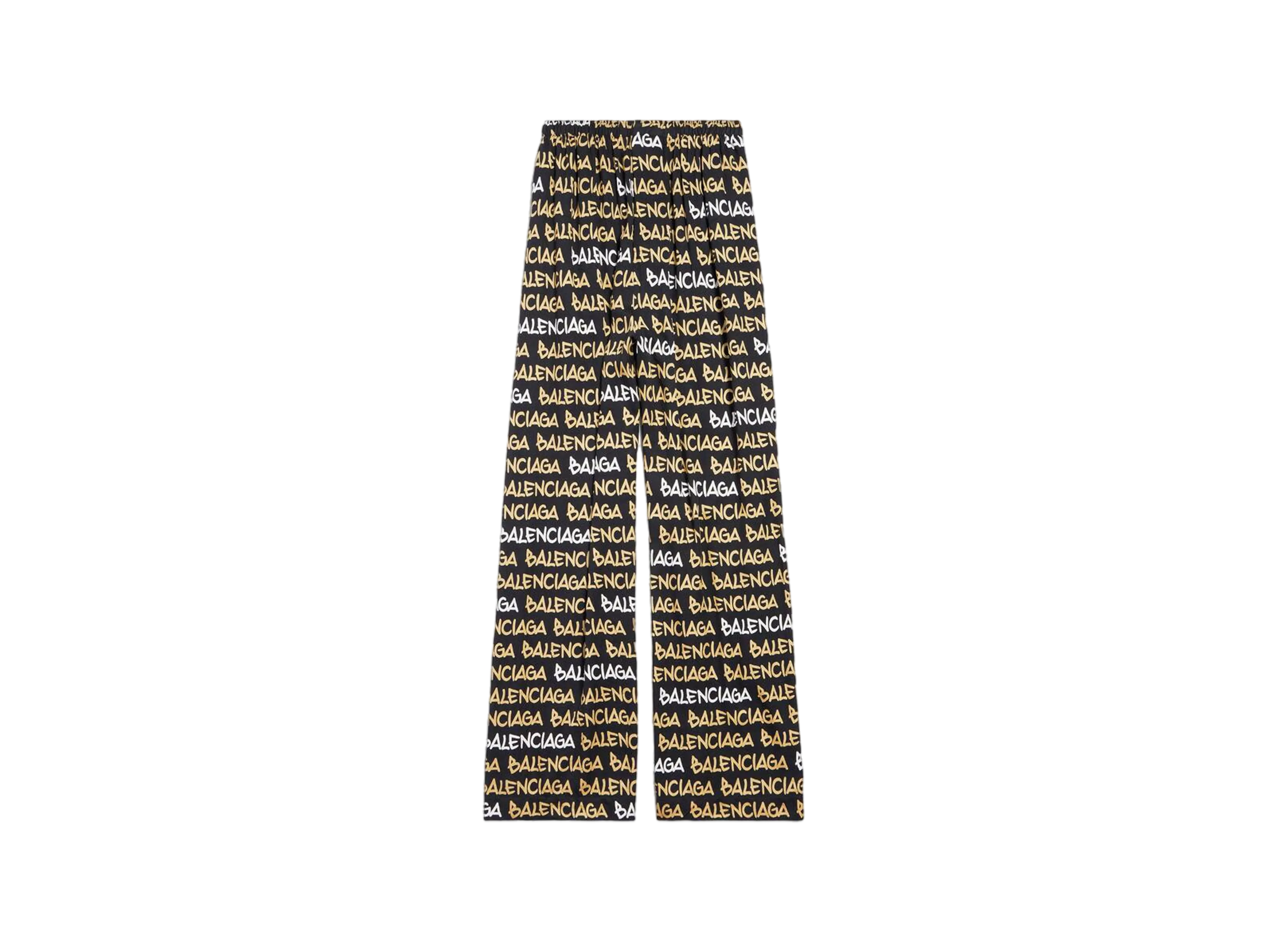 BALENCIAGA Funky Font Pyjama Pants in Viscose Poplin "Black/Beige"