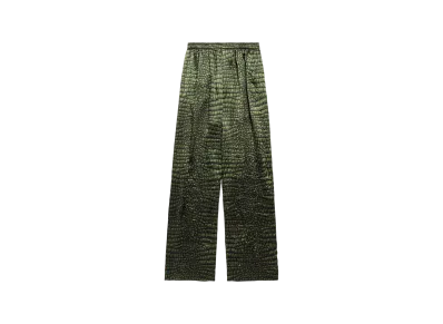 BALENCIAGA Women's Pyjama Pants in AI Croc Silk Satin "Green"