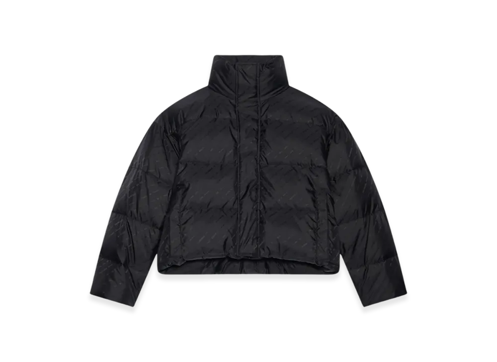 BALENCIAGA Women's Allover Logo BB Puffer Jacket "Black"