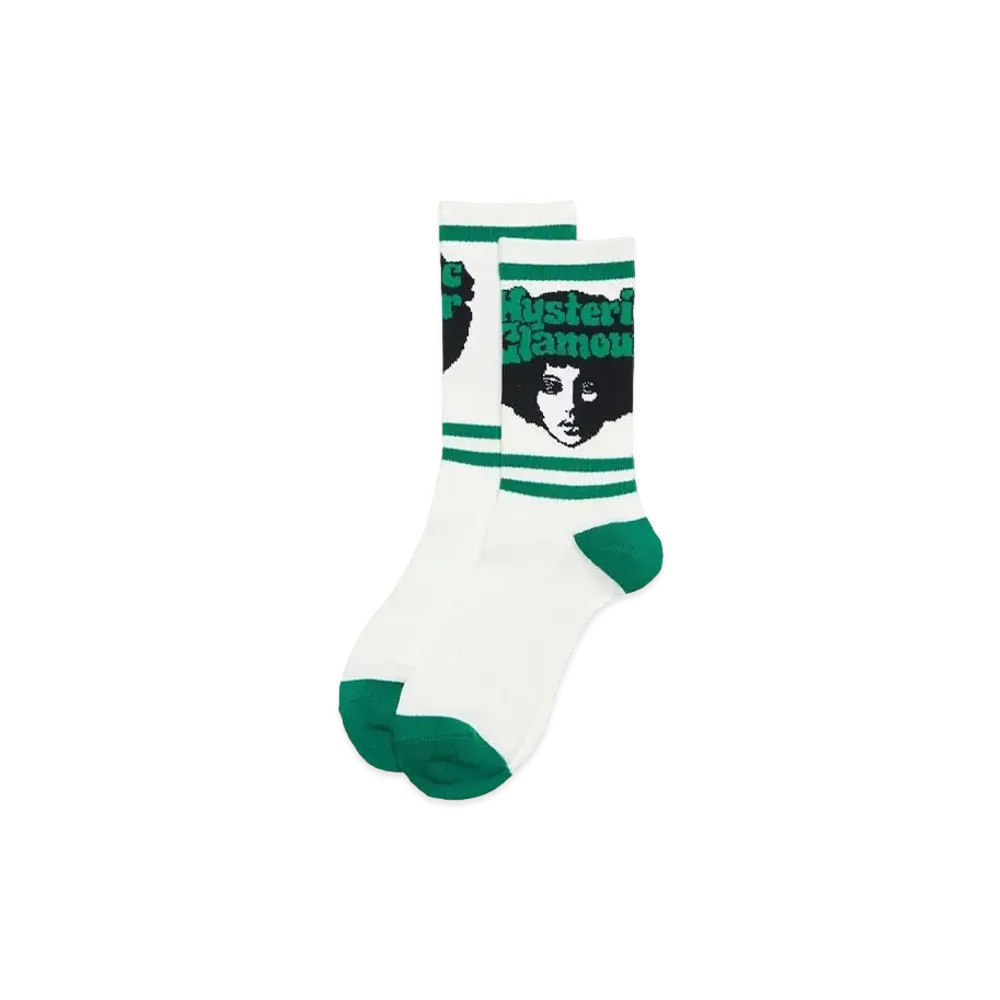 HYSTERIC GLAMOUR Afro Girl Sports Socks "White"