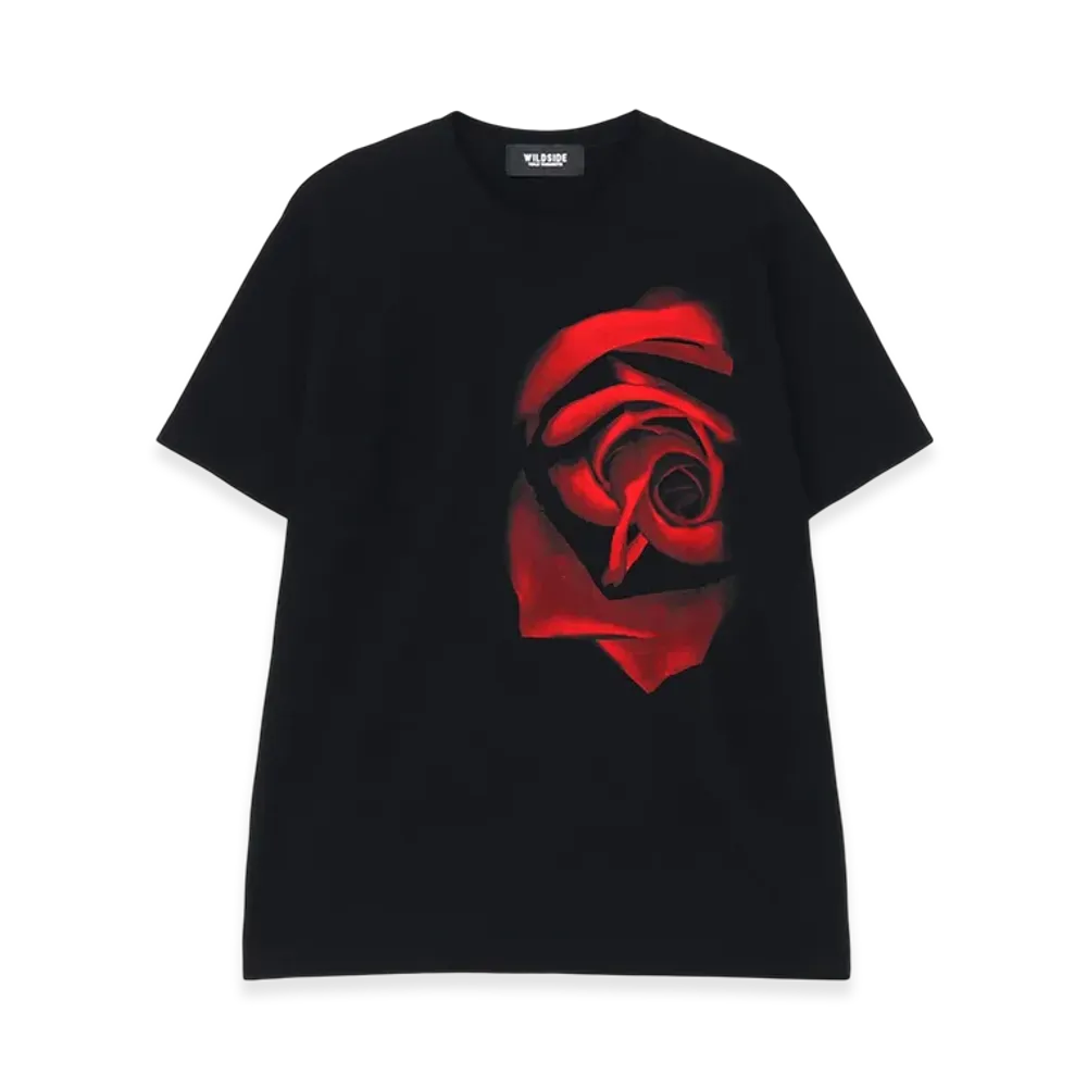 WILDSIDE YOHJI YAMAMOTO Red Rose T-Shirt "Black"