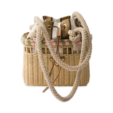 PRADA Wicker Mini-Bag "Beige/Pink"