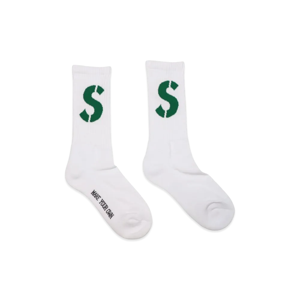 SAPEur Crew Socks Green S Logo "White"