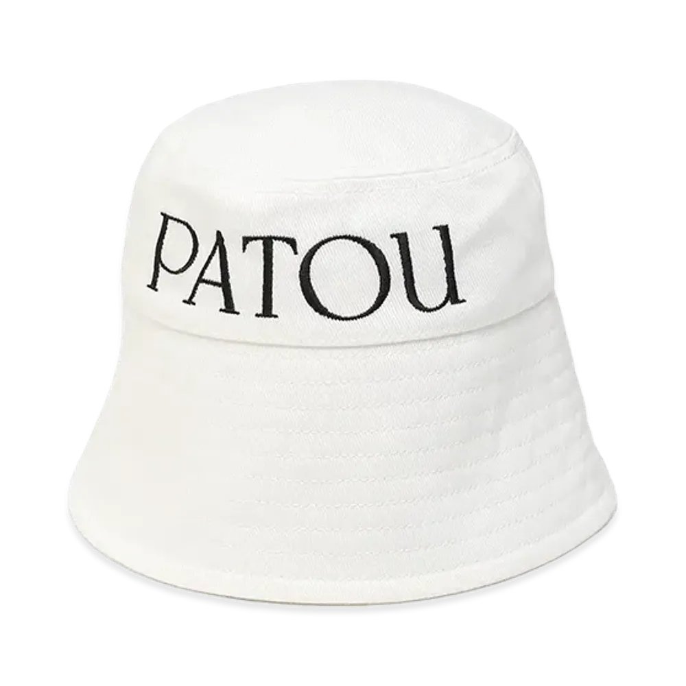 PATOU Women's Cotton Logo Embroidery Bucket Hat "White"