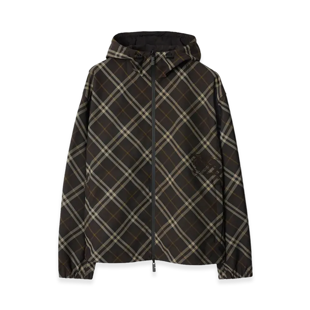 Burberry Reversible Check Hooded Jacket "Truffle Brown"
