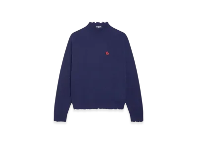 BALENCIAGA Double B Highneck Wool Knitted Sweater "Blue"