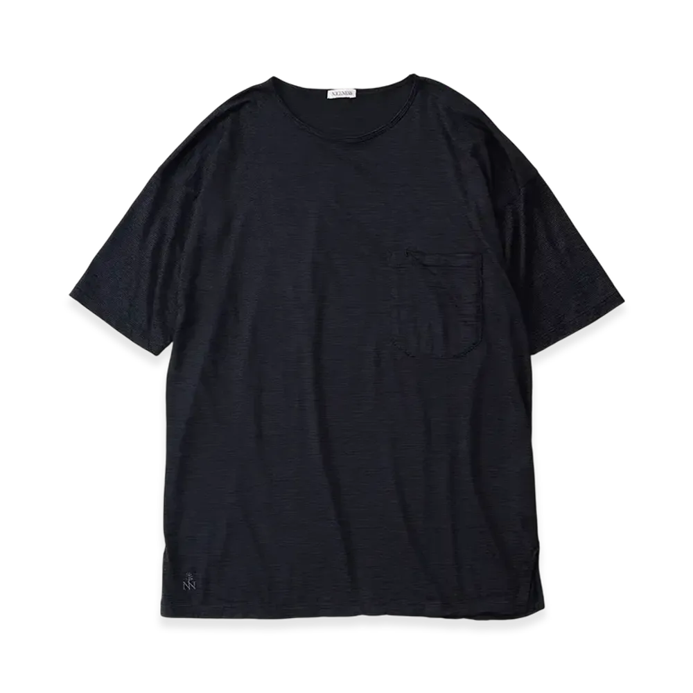 NICENESS R.Sandin Stripe Wool Pocket T-Shirt "Charcoal"
